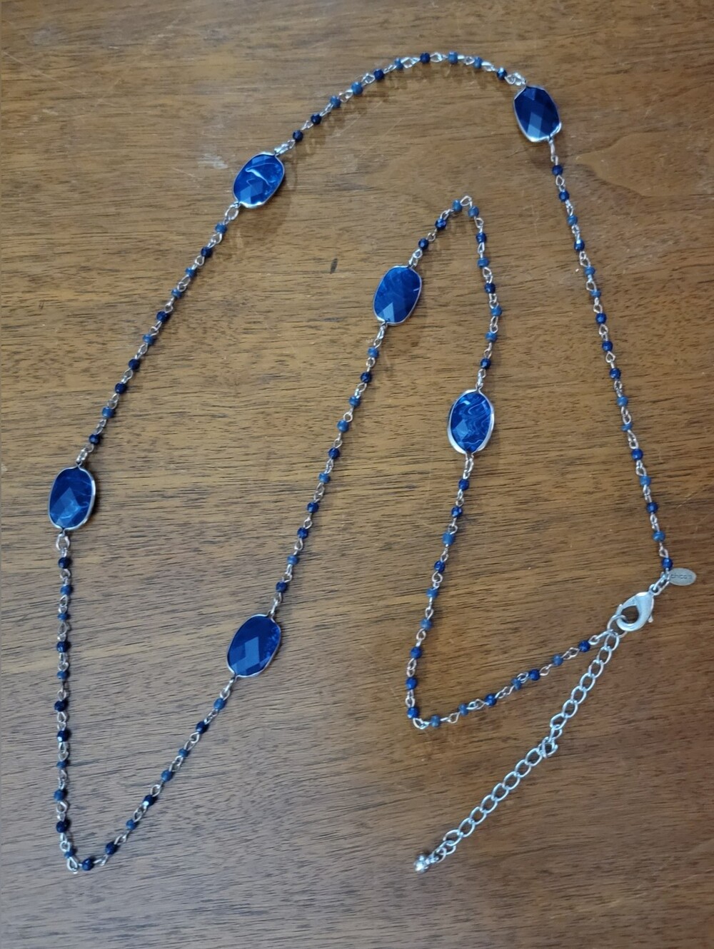 Chico's silver & blue beaded necklace